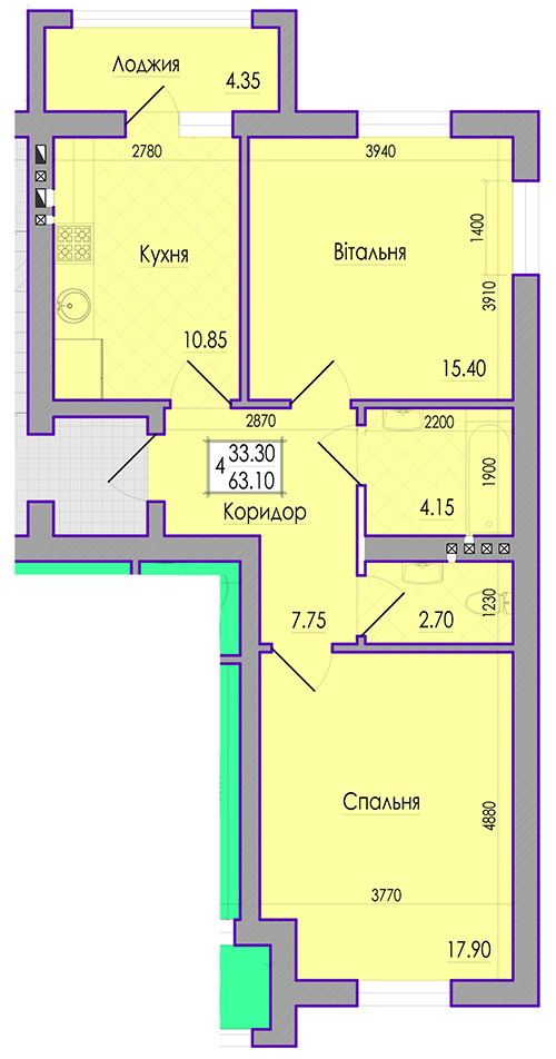 2nd floor, one bedroom apartment
